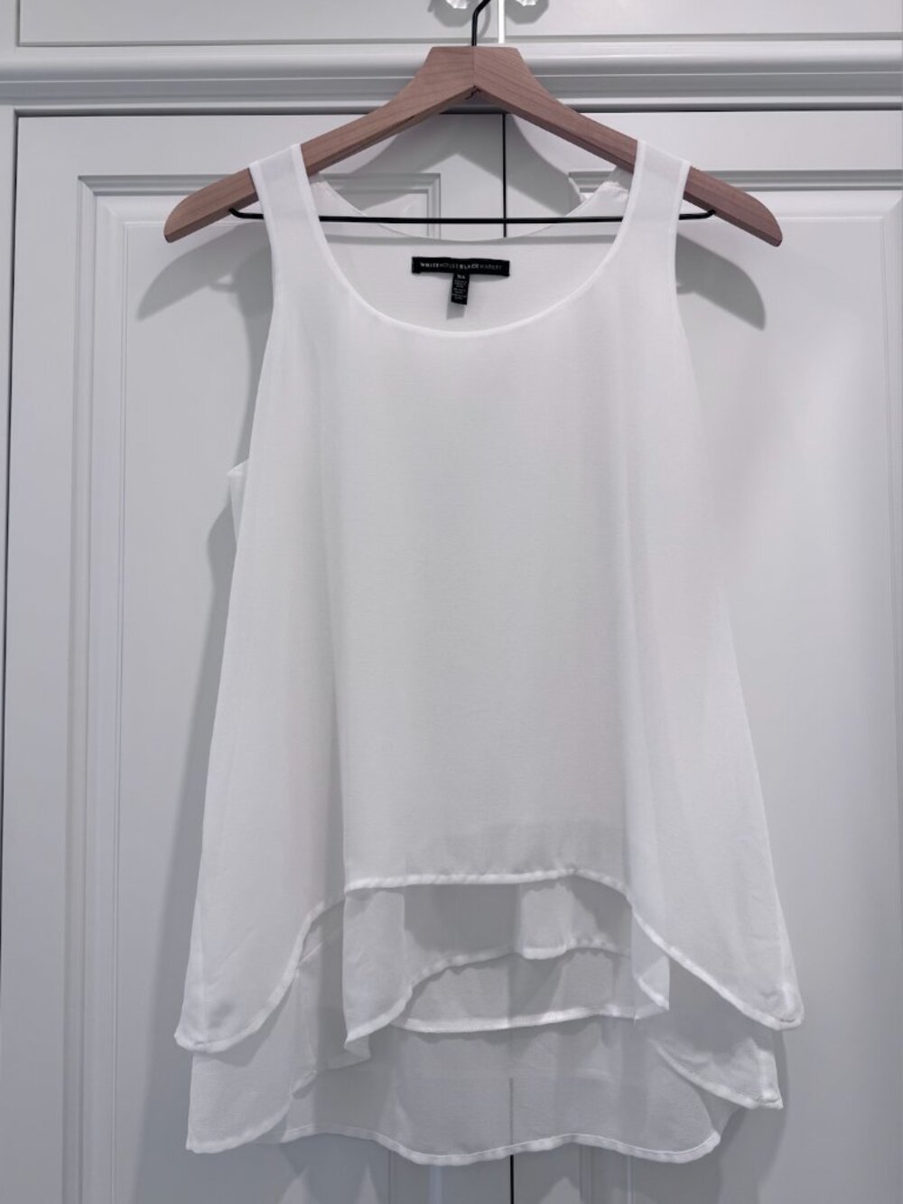White House Black Market/WHBM White/Ecru High-Low Layered Tank Top Blouse XS